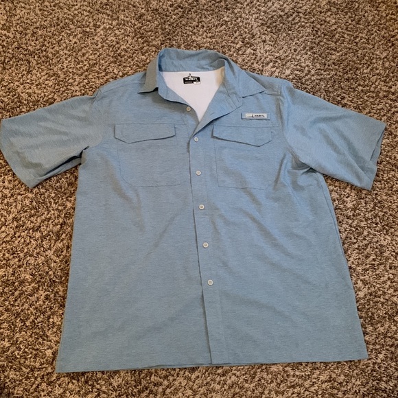 Habit Button Down Outdoor Fishing Shirt Light Blue/White Men's Large - Picture 3 of 4